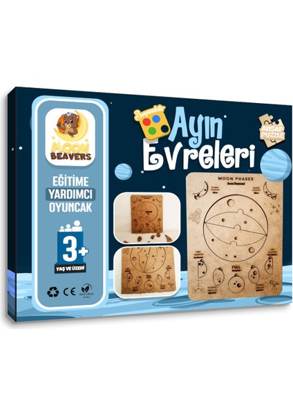 İhvan Online Ayın Evreleri Puzzle - Ingilizce ve Türkçe - Eğitici Oyuncak - 3 Yaş ve Üzeri Eğitime Yardımcı Oyuncak