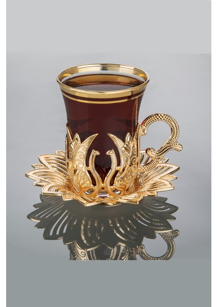 Ahsen 6 Lı Çay Bardağı Seti Gold