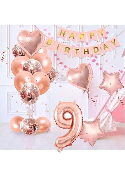 Rose Gold Şeffaf Konfetili Yaş Balon Seti