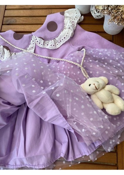 Babyaden Clarissa Puantiye Tüllü Teddy Ayıcıklı Doğum Günü Parti Mevlüt Uzun Kollu Bebek Elbise fiyatları
