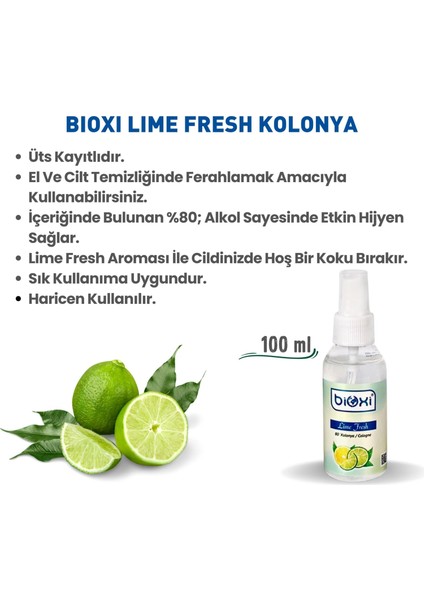 ® Lime Fresh 80° Kolonya 100 ML - Ferahlatıcı Lime Aroması ile Pratik Hijyen