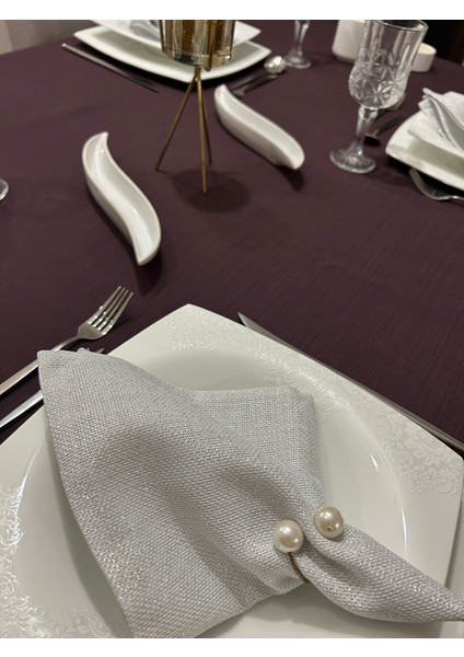 Polyester Keten Dertsiz Masa Örtüsü Mürdüm + 6 Peçete fiyatları