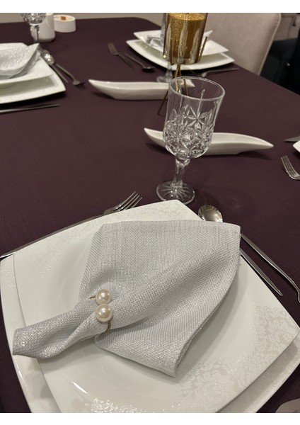 Polyester Keten Dertsiz Masa Örtüsü Mürdüm + 6 Peçete fırsatları