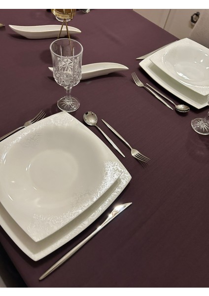 Polyester Keten Dertsiz Masa Örtüsü Mürdüm fırsatları