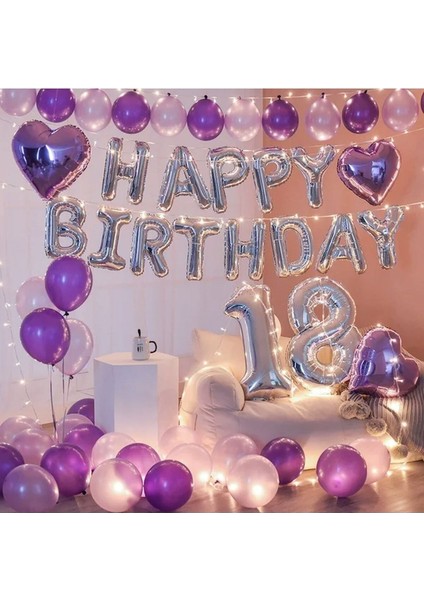 Lüks 18 Yaş Happy Bırthday Doğum Günü Balon Set