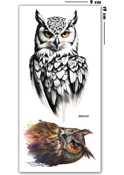 Sepeti Geçici Dövme 9,5X19CM Tattoo Minimal Tattoo Aksesuar Şık Baykuş Modeli