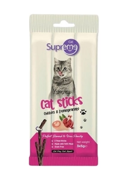 Cat Tavuklu ve Narlı Stick Kedi Ödül Maması 3 x 5 gr