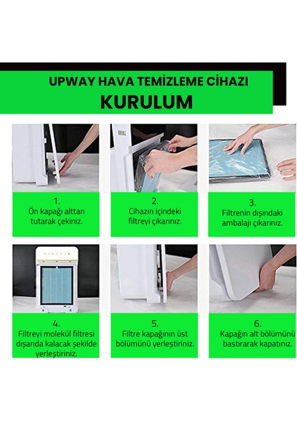 Upway Hepa Filtreli Sensörlü Anti-Alerjik Duman Formaldehyde Giderici  Kumandalı Ionizer Hava Temizleyici