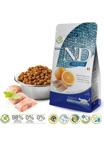 Ringa Balık ve Portakallı Yetişkin Kedi Maması 1.5 kg