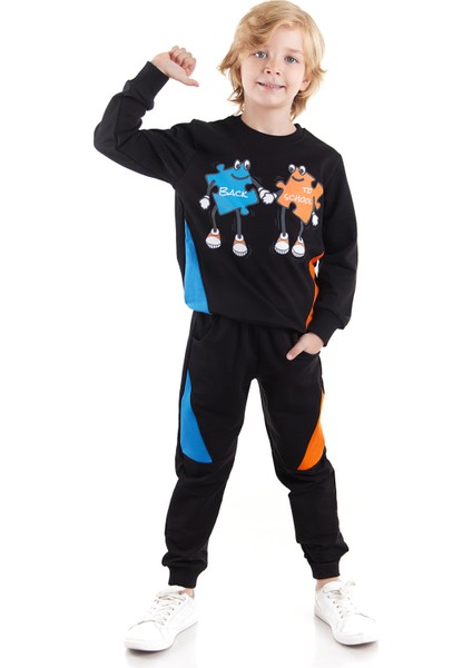 Erkek Çocuk Back To School Puzzle Baskılı Trend Eşofman Takımı AK2543