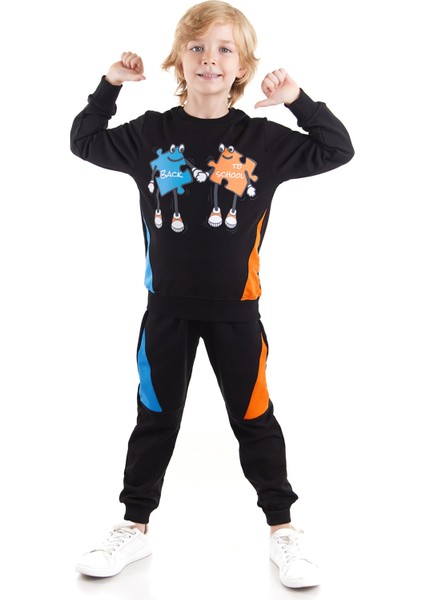 Erkek Çocuk Back To School Puzzle Baskılı Trend Eşofman Takımı AK2543