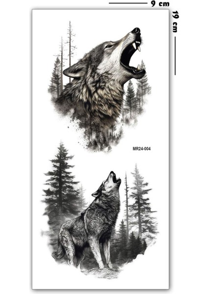 Sepeti Geçici Dövme 9,5X19CM Tattoo Minimal Tattoo Aksesuar Şık Uluyan Kurt Modeli