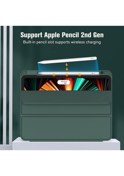 Apple iPad Pro 11inç M4 2024 Kılıf Pen Charge Kalem Bölmeli A2836 A2837 A3006
