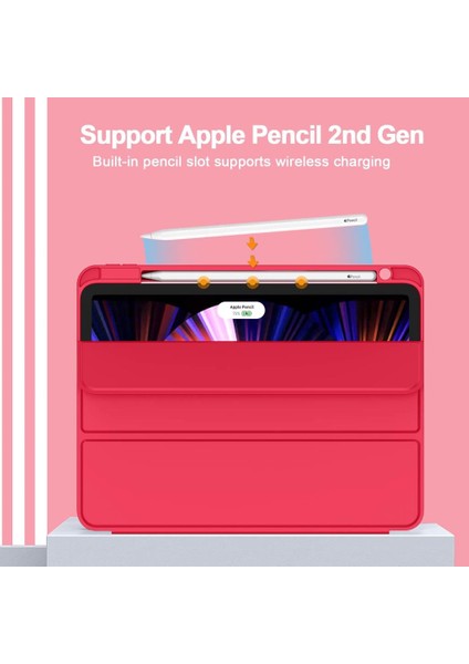 Apple iPad Pro 11inç M4 2024 Kılıf Pen Charge Kalem Bölmeli A2836 A2837 A3006