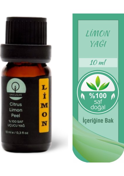 %100 Doğal Saf Limon Yağı, (Seyreltilmemiş) 10 ml