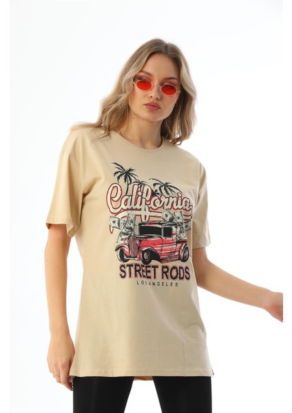 California Baskılı Owersize Tshirt