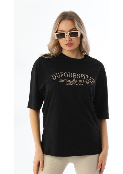 Duffourspitze Nakış Baskılı Owersize Tshirt