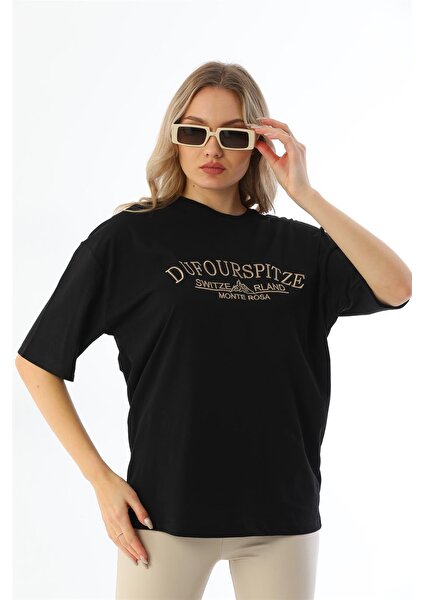 Duffourspitze Nakış Baskılı Owersize Tshirt