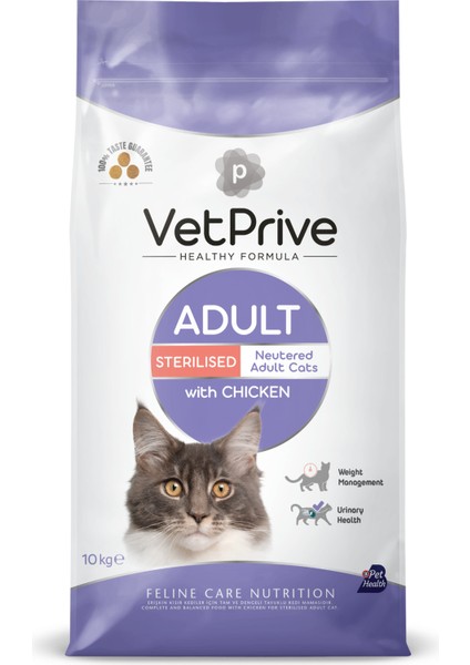 Vet Prive Sterilsed Chicken Kısırlaştırılmış Tavuklu Kedi Maması 10 kg