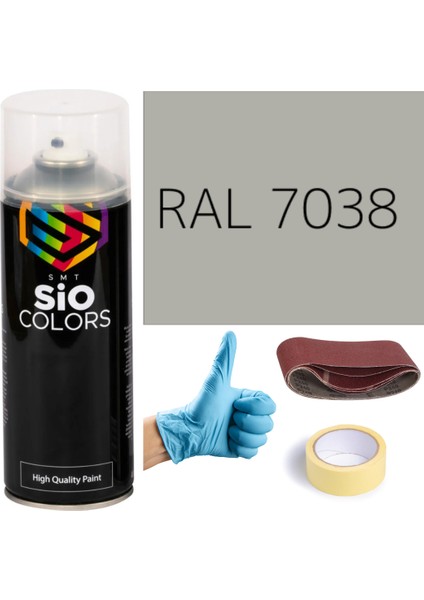 Akrilik Sprey Boya Gri RAL-7038 Boya Seti 400ML +Zımpara+Kağıt Bant+Eldiven