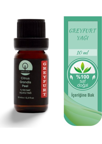 % 100 Saf Doğal Greyfur Yağı, (Seyreltilmemiş) 10 ml