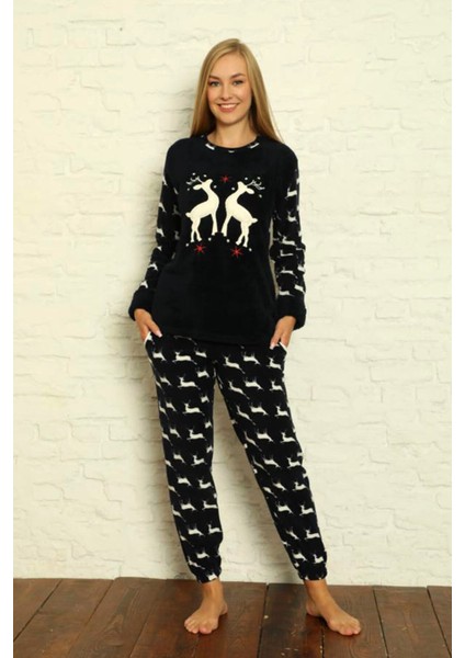 Büyük Beden Kadın Polar Peluş Pijama Takımı modelleri