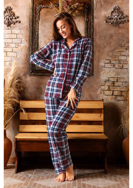 Kadın Kışlık Welsoft Peluş Polar Düğmeli Pijama Takımı
