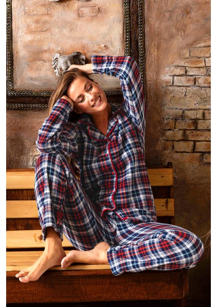 Kadın Kışlık Welsoft Peluş Polar Düğmeli Pijama Takımı modelleri