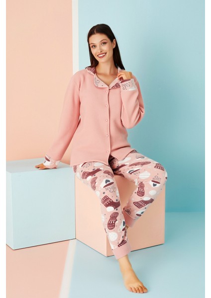 Kadın Kışlık Welsoft Peluş Polar Düğmeli Pijama Takımı fiyatları