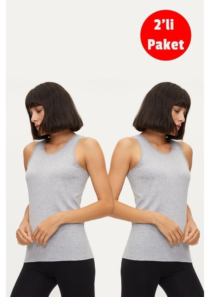 Kadın Pamuk 2li Dantelli Atlet 1034 ONL-02615 fiyatları