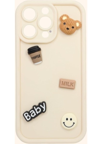 iPhone 13 Pro 3D Ayıcık Tasarımlı Yuvarlak Kamera Koruyucu Yumuşak Silikon Kılıf