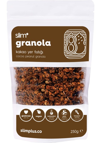 3 Paket Kakao Yer Fıstığı Glutensiz Ilave Şekersiz Vegan Granola 250gr