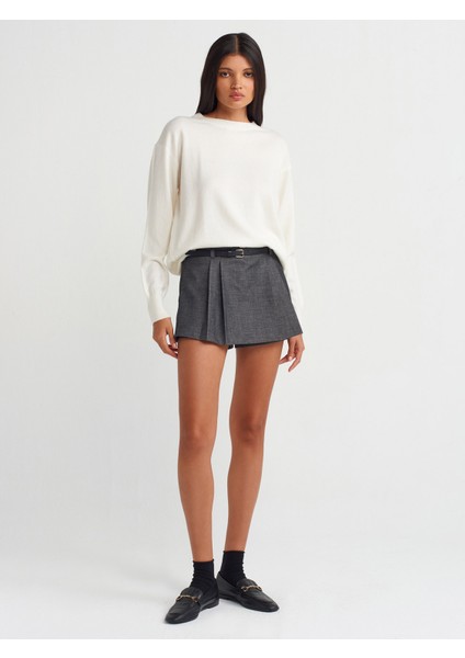 10633 Bisiklet Yaka Basic Triko Kazak-Ekru fırsatları