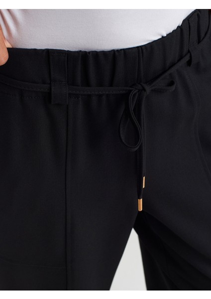 71546 Beli Lastikli Geniş Bacak Pantolon-Lacivert fırsatları