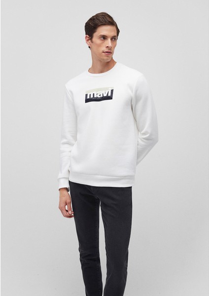 Mavi Logo Baskılı Ekru Sweatshirt 0S10203-70057 fiyatları