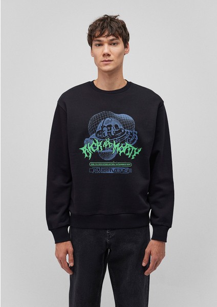 Rick And Morty Baskılı Siyah SWEATSHIRT0S10185-900