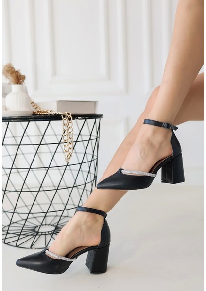 Kally Siyah Cilt Topuklu Ayakkabı modelleri