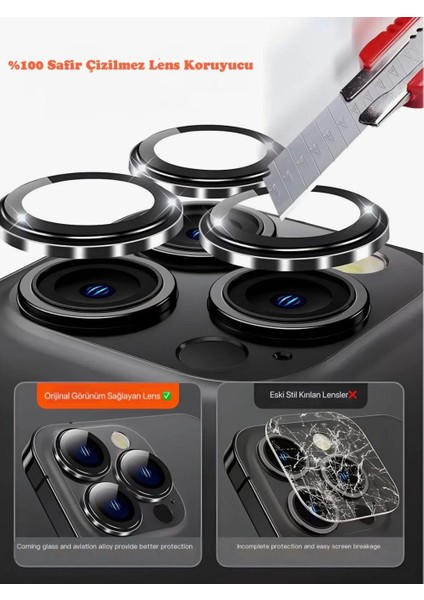 Apple Iphone 16 Pro ve 16 Pro Max Uyumlu Görüntü Bozmayan Safir Kamera Lens Koruyucu fiyatları