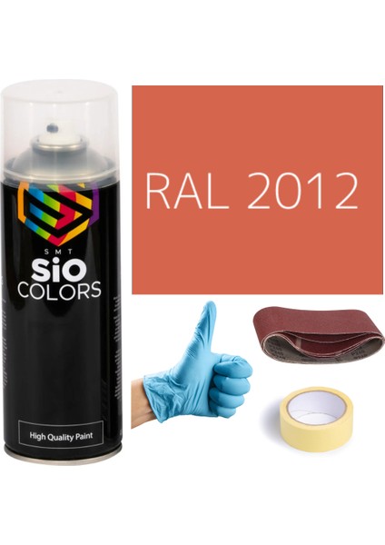 Akrilik Sprey Boya Turuncu RAL-2012 Boya Seti 400ML +Zımpara+Kağıt Bant+Eldiven