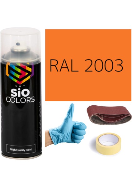 Akrilik Sprey Boya Turuncu RAL-2003 Boya Seti 400ML +Zımpara+Kağıt Bant+Eldiven