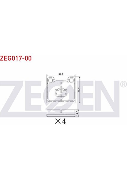 Kb Zegen Zeg017-00 Fren Balata On Volkswagen Golf I (17) 1.1 1974-1985 / Golf I (17) 1.3 1974-1985 / Golf I (17) 1.6 1974-1985 / Jetta I (17) 1.1 1974-1984 / Jetta I (17) 1.3 1974-1984