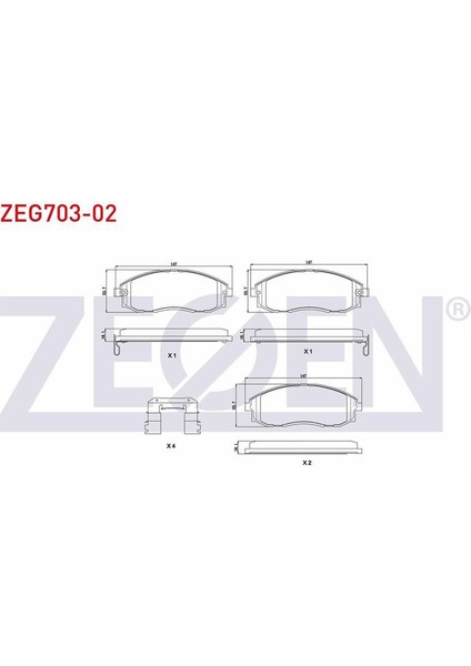 Kb Zegen Zeg703-02 Fren Balata On Ikazlı Hyundaı Starex 2.4İ 1997-2003 / Starex 2.5 Crdı 1997-2007 / Starex 2.5 Td 1997-2003