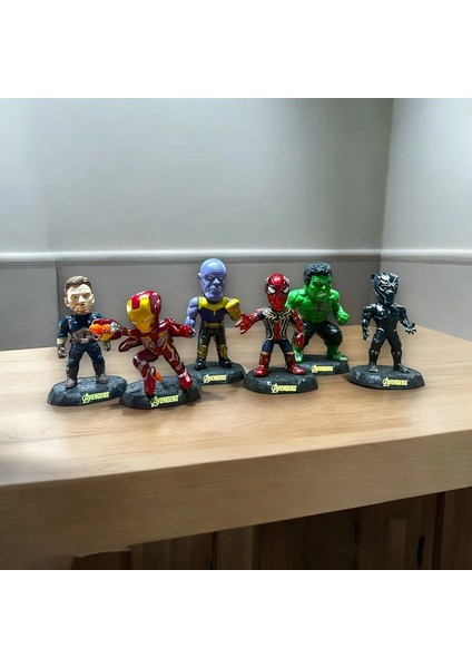 Vıp Iron Man Captain America Thor Hulk Black Widow ve Hawkeye 6lı Karakter Set Karakter Oyuncakalrı