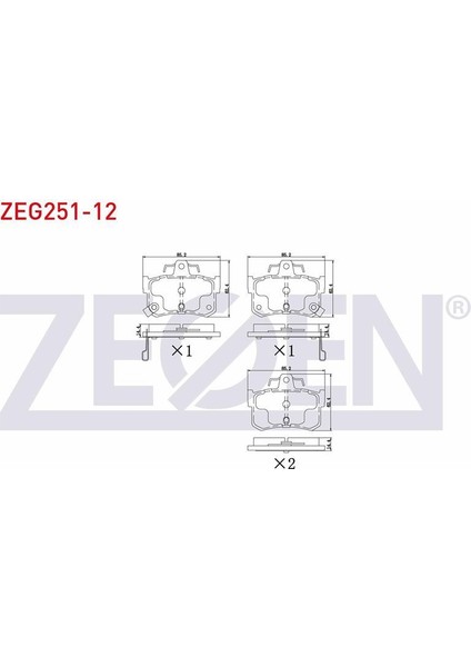 Kb Zegen Zeg251-12 Fren Balata Arka Ikazlı Rover 800 (Xs) 820 16V 1986-1999 / 800 (Xs) 820 1986-1999 / 800 (Xs) 2.7 Sı 1986-1999