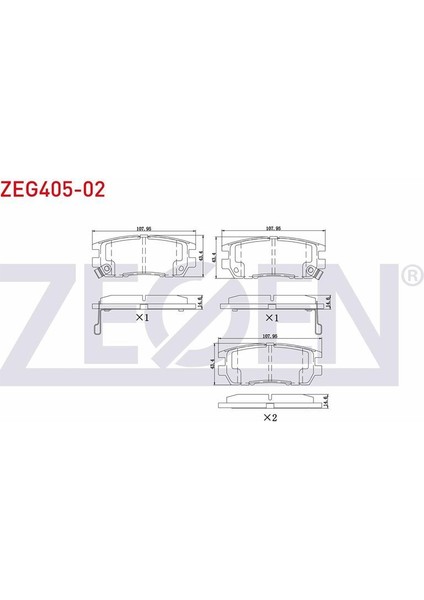Kb Zegen Zeg405-02 Fren Balata Arka Ikazlı Mıtsubıshı Pajero Iı 2.8 Td 1990-1999 / 2.5 Td 1990-1999 / 3.5İ 1990-2000 / Space Gear 1.8 Mpı 1998-2004/ Space Gear 1.9 Dı-D 1998-2004