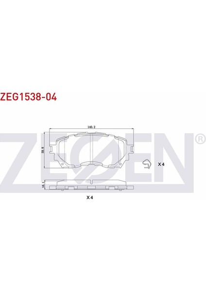 Kb Zegen Zeg1538-04 Fren Balata On Ikazlı Mazda 6 (Gj,Gh) 2.0 2013- / 6 (Gj,Gh) 2.2 D 2013-