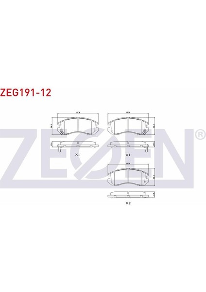 Kb Zegen Zeg191-12 Fren Balata On Subaru Impreza (Gc) 1.6İ 1992-2000 / Impreza (Gc) 1.8İ 1992-2000 / Legacy Iıı (Be,Bh) 2.0İ 1998-2003