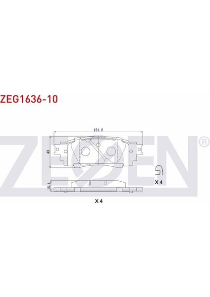 Kb Zegen Zeg1636-10 Fren Balata Ikazlı Arka Toyota C-Hr 1.2 T - 1.8 Hybrid 2016-/ Lexus Rx (_L2_) 2.0 T - 3.5 T 2015- / Nx (_Z1_) 2.5 2014-