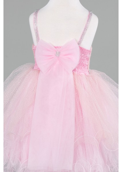 Askılı Etekleri Katlı Kısa Simli Kız Çocuk Abiye ABK2142 fırsatları