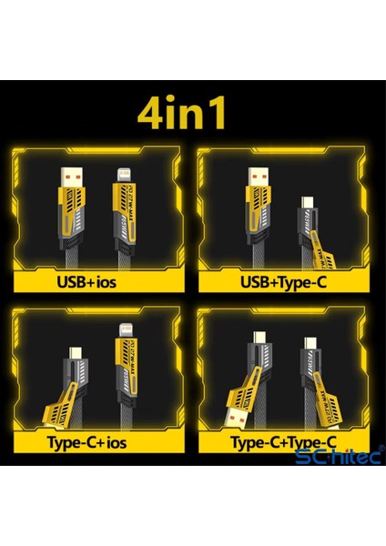 4in1 65W/PD27W Usba To Lightining-Type-C/type-C To Lightining-Type-C Turbo Şarj ve Data Kablosu fırsatları